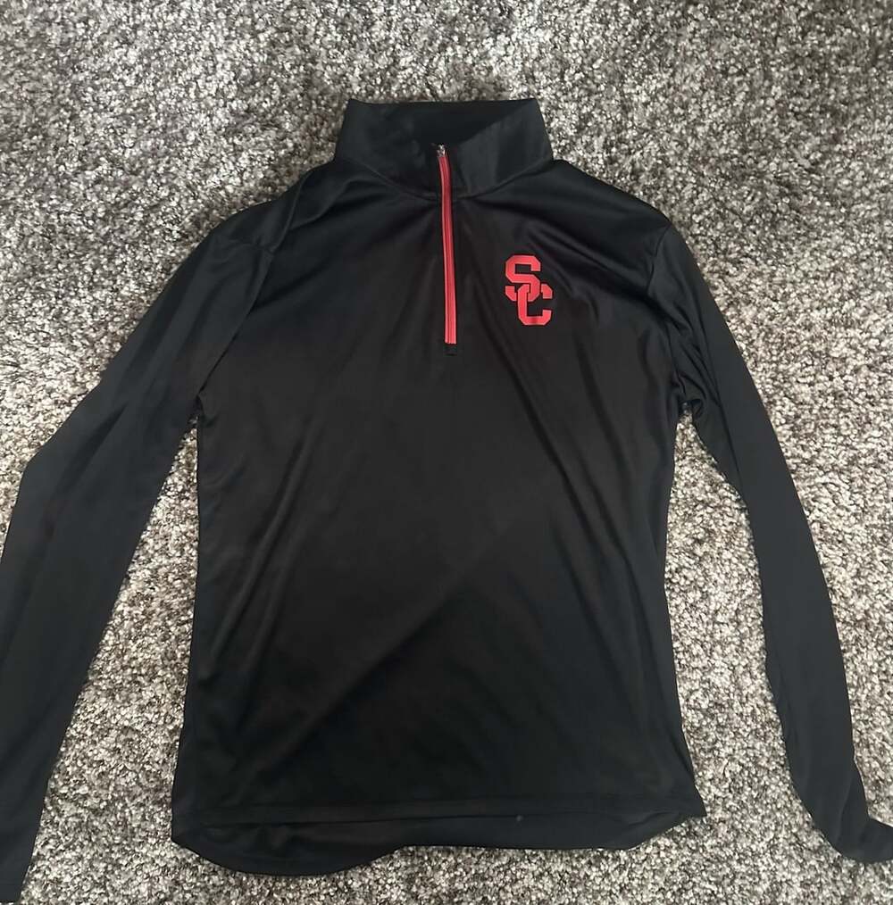 USC Trojans 1/4-Zip Pullover Size S Black Fight On